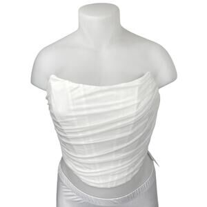 NEW Marthea White Strapless Sleeveless Zip Bandeau Bustier Corset Crop Top XXL